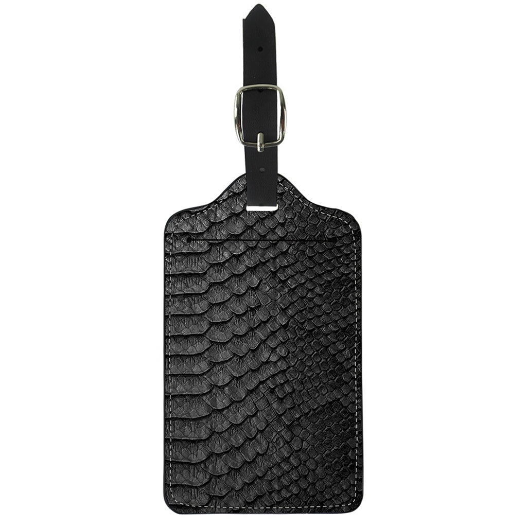 Black Snakeskin Print Luggage Tag