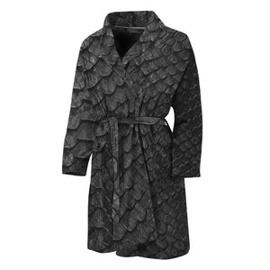 Black Snakeskin Print Men's Bathrobe