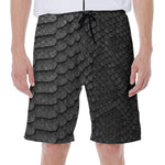 Black Snakeskin Print Men's Beach Shorts