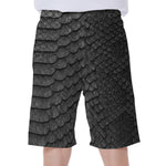 Black Snakeskin Print Men's Beach Shorts