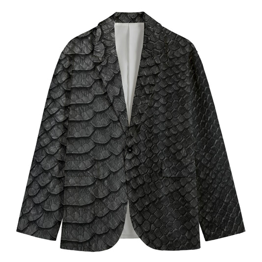 Black Snakeskin Print Men's Blazer