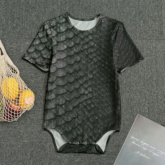 Black Snakeskin Print Men's Bodysuit