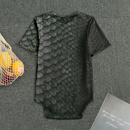 Black Snakeskin Print Men's Bodysuit