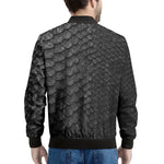 Black Snakeskin Print Men's Bomber Jacket