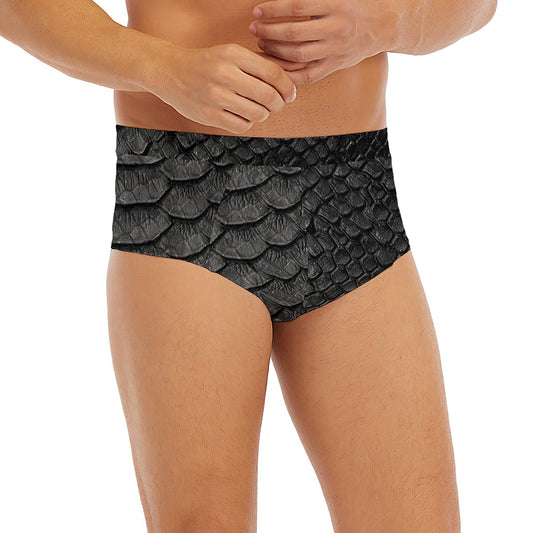 Black Snakeskin Print Men's Briefs