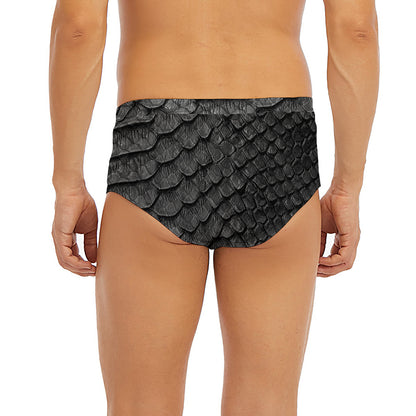Black Snakeskin Print Men's Briefs