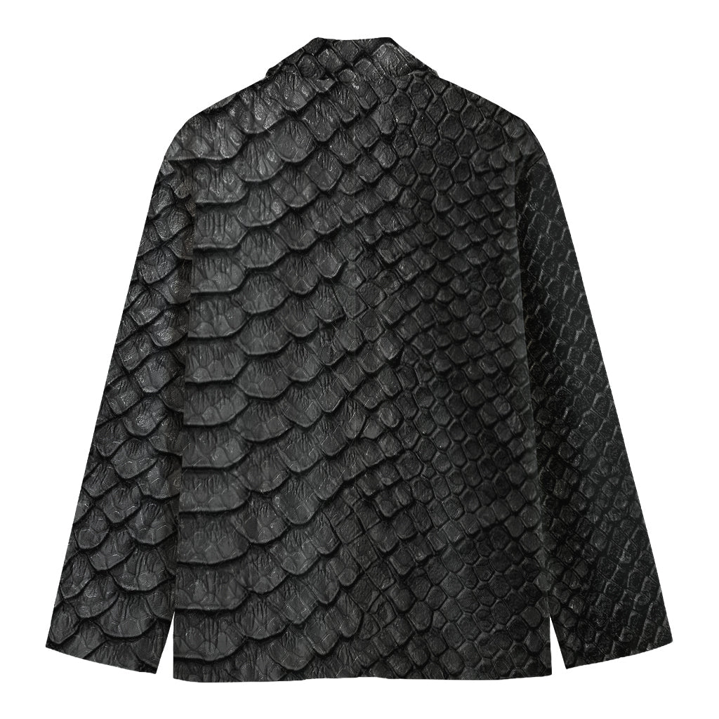 Black Snakeskin Print Men's Cotton Blazer