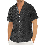 Black Snakeskin Print Men's Deep V-Neck Shirt