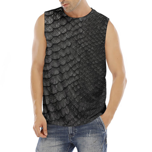 Black Snakeskin Print Men's Fitness Tank Top