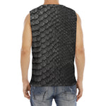 Black Snakeskin Print Men's Fitness Tank Top
