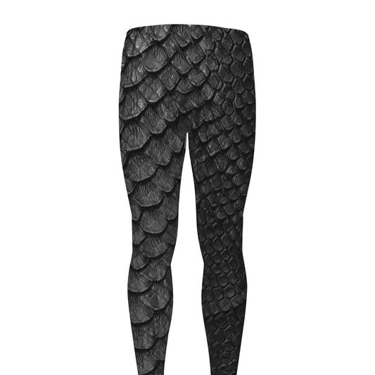 Black Snakeskin Print Men's leggings