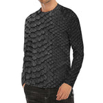 Black Snakeskin Print Men's Long Sleeve Rash Guard