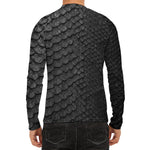 Black Snakeskin Print Men's Long Sleeve Rash Guard