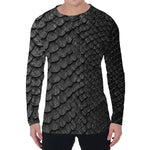 Black Snakeskin Print Men's Long Sleeve T-Shirt