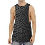 Black Snakeskin Print Men's Muscle Tank Top