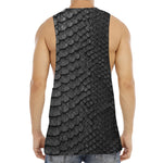 Black Snakeskin Print Men's Muscle Tank Top