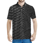 Black Snakeskin Print Men's Polo Shirt