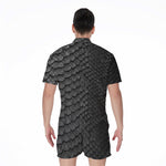 Black Snakeskin Print Men's Rompers