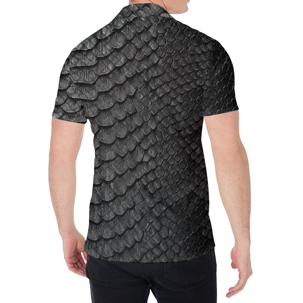 Black Snakeskin Print Men's Shirt