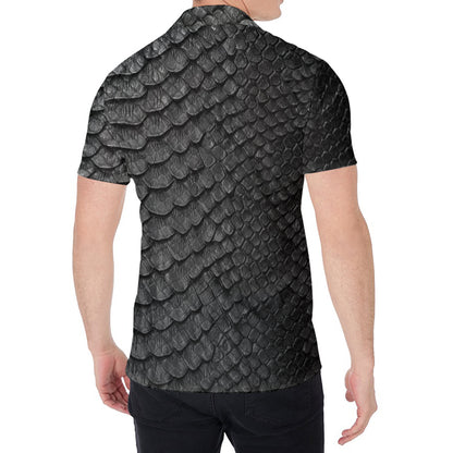 Black Snakeskin Print Men's Shirt