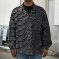 Black Snakeskin Print Men's Shirt Jacket