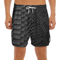 Black Snakeskin Print Men's Split Running Shorts