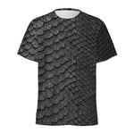 Black Snakeskin Print Men's Sports T-Shirt