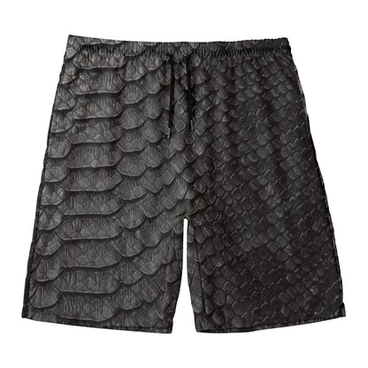 Black Snakeskin Print Men's Swim Trunks