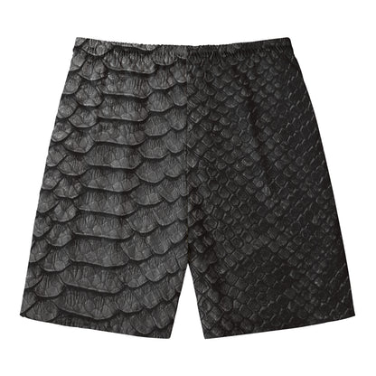 Black Snakeskin Print Men's Swim Trunks