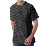 Black Snakeskin Print Men's Velvet T-Shirt