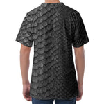 Black Snakeskin Print Men's Velvet T-Shirt