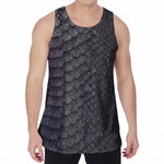 Black Snakeskin Print Men's Velvet Tank Top