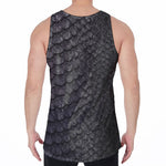 Black Snakeskin Print Men's Velvet Tank Top