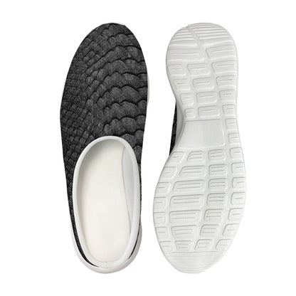 Black Snakeskin Print Mesh Casual Shoes
