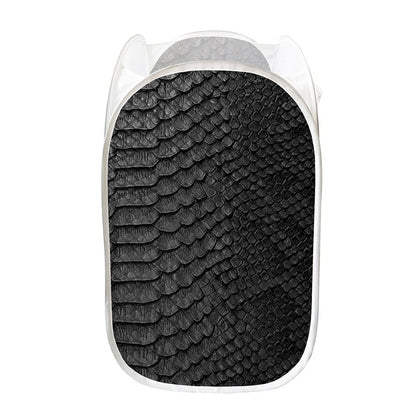 Black Snakeskin Print Mesh Laundry Hamper