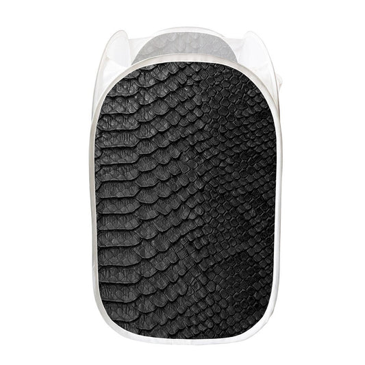 Black Snakeskin Print Mesh Laundry Hamper