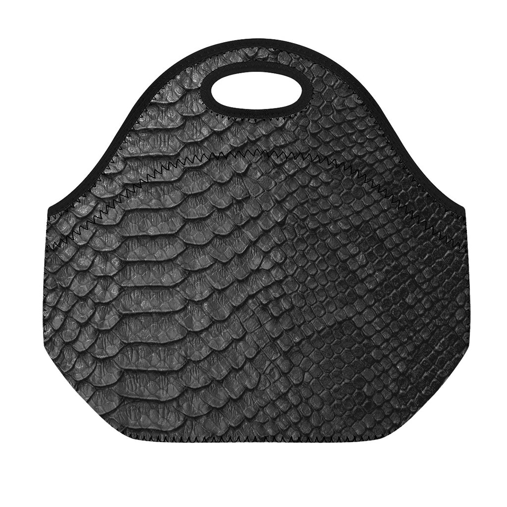Black Snakeskin Print Neoprene Lunch Bag