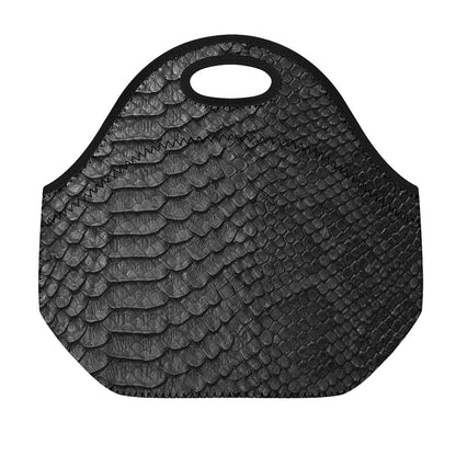 Black Snakeskin Print Neoprene Lunch Bag