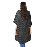 Black Snakeskin Print Open Front Beach Cover Up