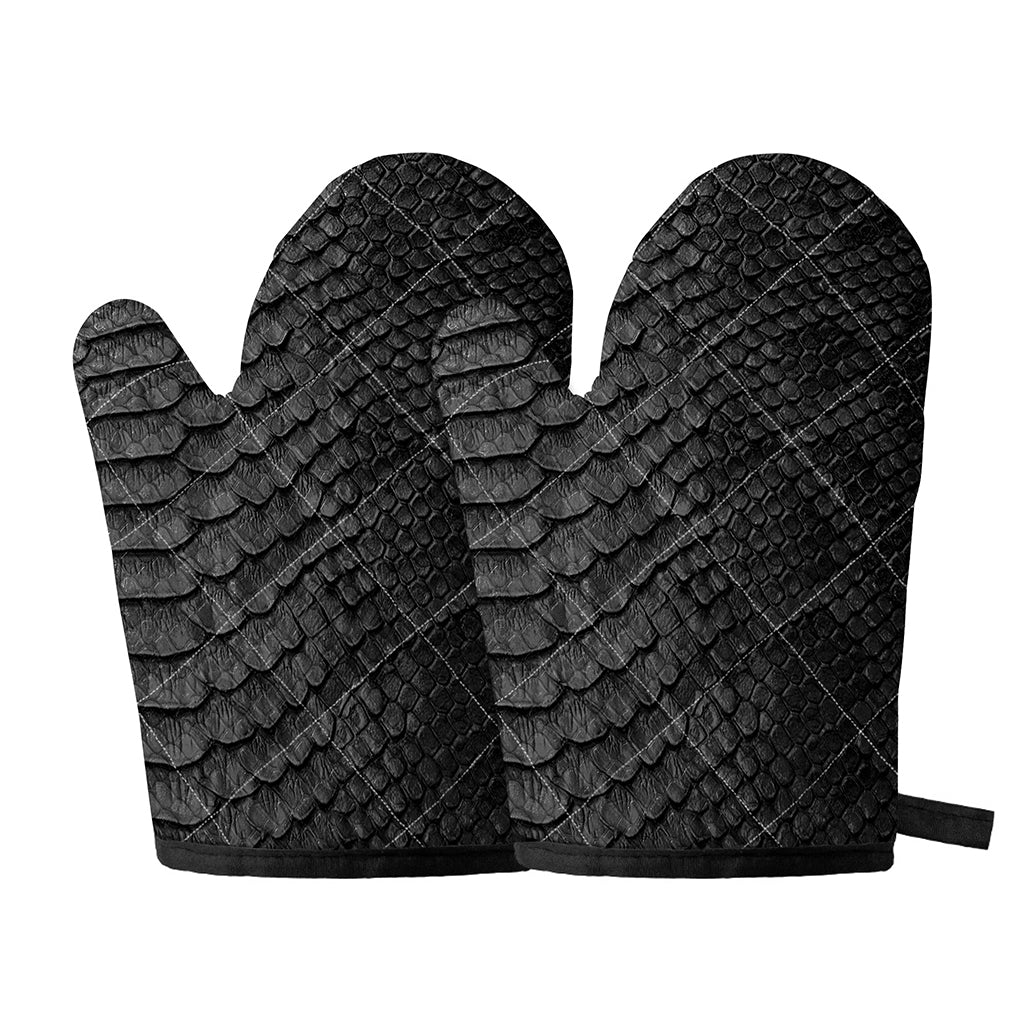 Black Snakeskin Print Oven Mitts