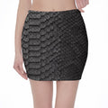 Black Snakeskin Print Pencil Mini Skirt