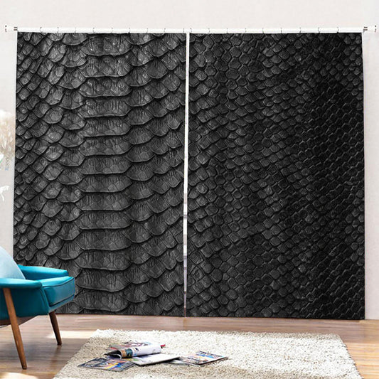 Black Snakeskin Print Pencil Pleat Curtains