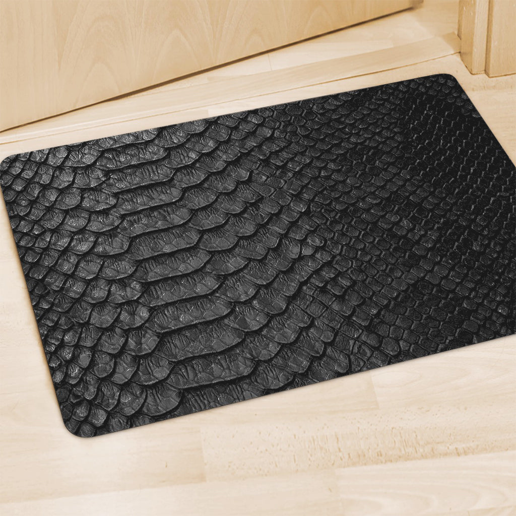 Black Snakeskin Print Polyester Doormat