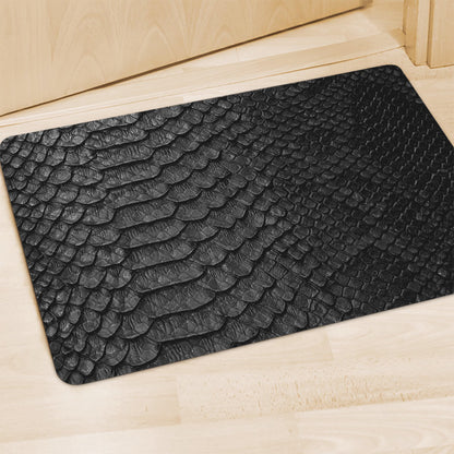 Black Snakeskin Print Polyester Doormat