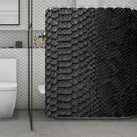 Black Snakeskin Print Polyester Shower Curtain