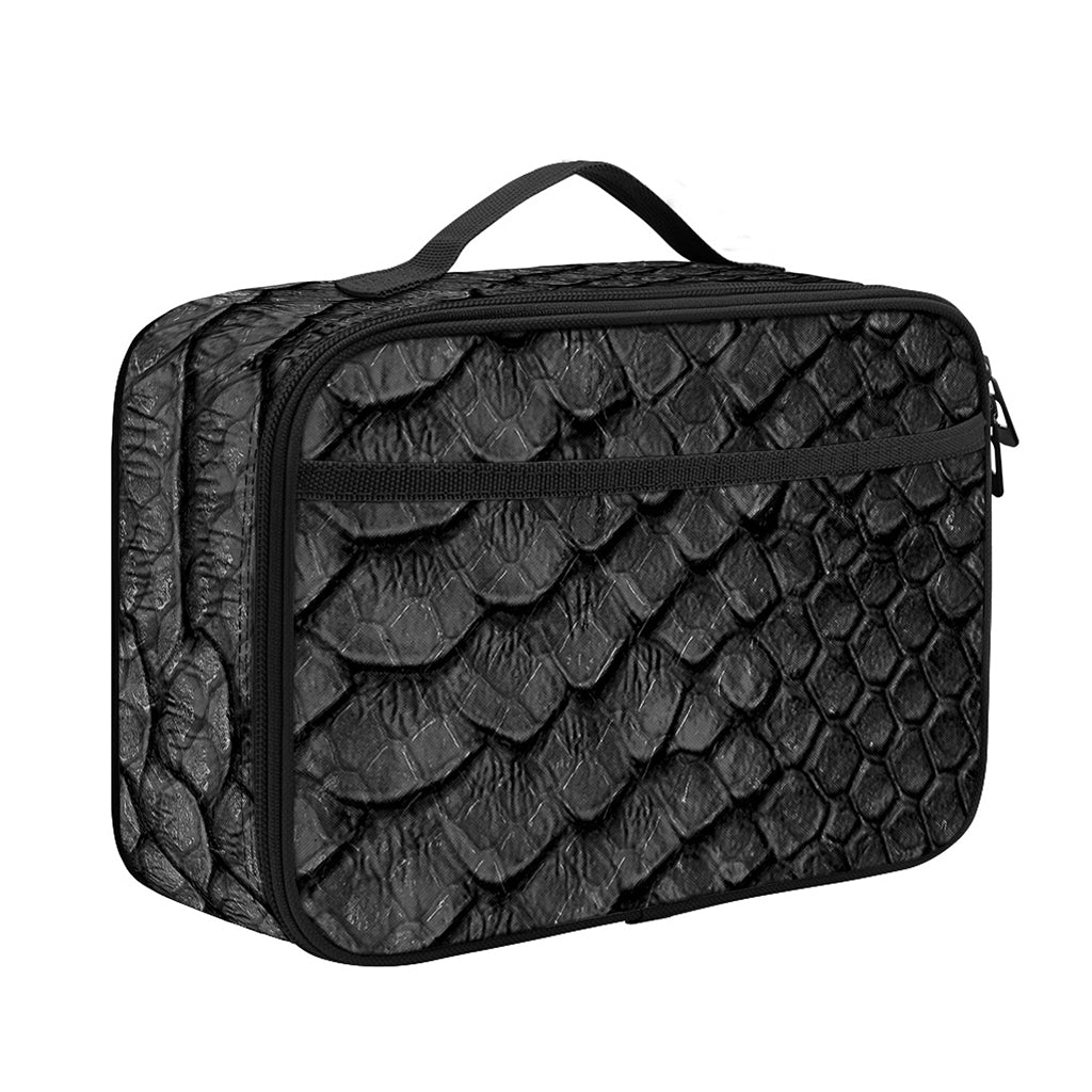 Black Snakeskin Print Portable Lunch Bag