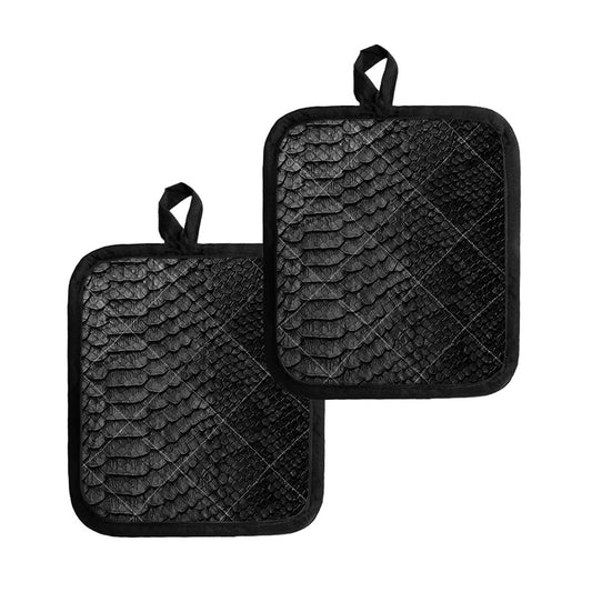 Black Snakeskin Print Pot Holders
