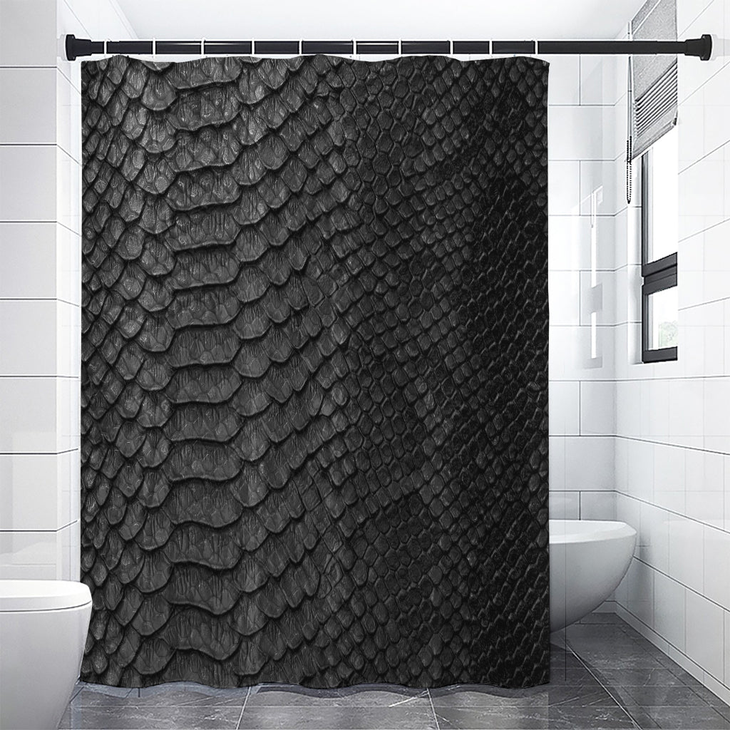 Black Snakeskin Print Premium Shower Curtain