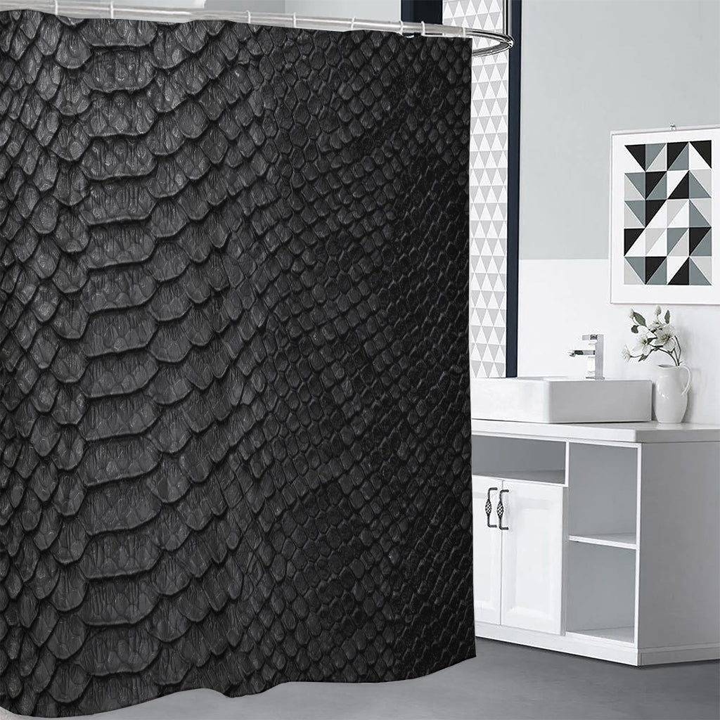 Black Snakeskin Print Premium Shower Curtain