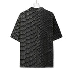 Black Snakeskin Print Rayon Hawaiian Shirt